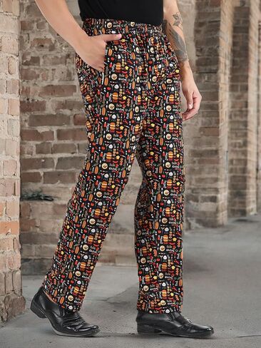 Unisex Printed 100% Cotton Men women Chef Pants Trouser with Draw String for Food Service, Bakers and Culinary Professional in Saudi Arabia