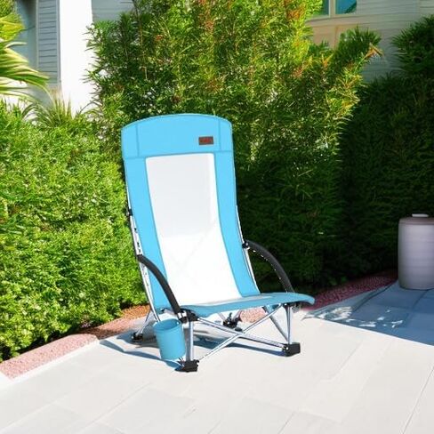 Nice C High Back Beach Chair, Sling Sand River Lake Chair (2 Pack Blue) in Kuwait