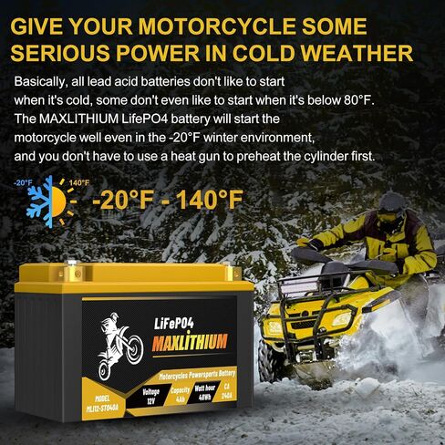 12V Lithium Motorcycle Battery 3.5Ah 210CA Smart BMS, Replacement YTX7L-BS/YTX5L-BS/YTX4L-BS/YTZ6-BS/YTZ7S-BS Battery, Compatible with Small Street Bikes, Motorcycle, Scooter, Lawn Mowers in Saudi Arabia