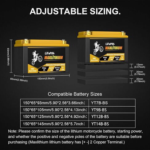 12V Lithium Motorcycle Battery 3.5Ah 210CA Smart BMS, Replacement YTX7L-BS/YTX5L-BS/YTX4L-BS/YTZ6-BS/YTZ7S-BS Battery, Compatible with Small Street Bikes, Motorcycle, Scooter, Lawn Mowers in Saudi Arabia