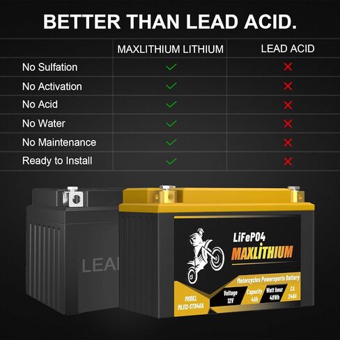12V Lithium Motorcycle Battery 3.5Ah 210CA Smart BMS, Replacement YTX7L-BS/YTX5L-BS/YTX4L-BS/YTZ6-BS/YTZ7S-BS Battery, Compatible with Small Street Bikes, Motorcycle, Scooter, Lawn Mowers in Saudi Arabia