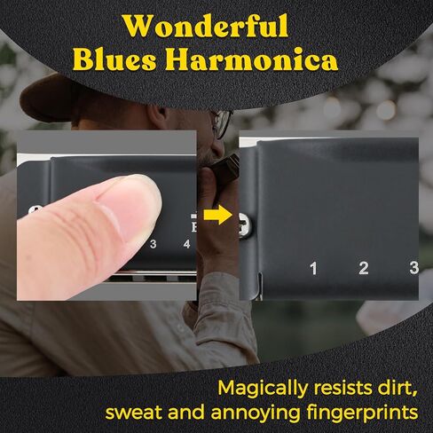 EastRock Blues Harmonica Mouth Organ 10 Hole G Key with Case, Diatonic Harmonica for Professional Player, Beginner, Students gifts, Adult, Friends, Gift Black in Saudi Arabia