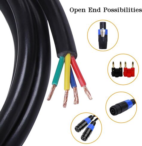 1 Pack 10 Feet Pro Road Tour 4 Conductor Speakon Cable - 12 Gauge Speak-On to 4-Wire Cables for Chuchero, Tweeters, Mids Wiring (4 Conductors, 10Ft.) in Kuwait
