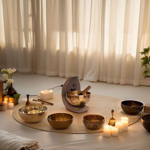 Automatic Singing Bowl for Meditation, Yoga, Mindfulness, Sleep and Energy Healing, Sound Therapy, Handmade in Nepal,Automatic Percussion (Automatic Singing Bowl Set) in Saudi Arabia