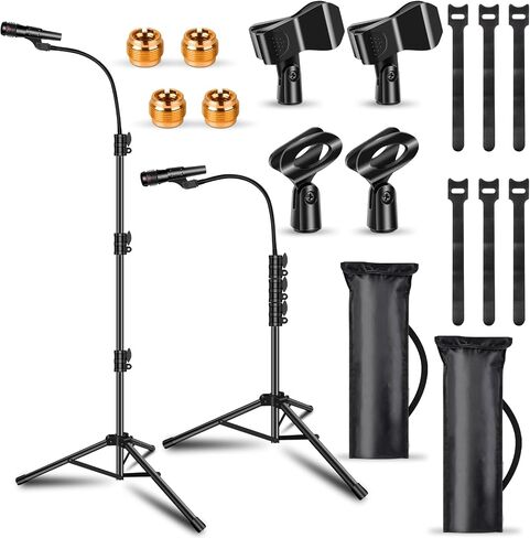 Mic Stand Boom Microphone Stands Floor Tripod Gooseneck Mike Stand Height Adjustable 3'- 6' with Mic Clips and 3/8" - 5/8" Adapter Microphone stand for Kids Singing Performance Wedding Stage in Saudi Arabia
