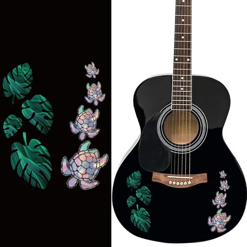 PLIGREAT 2 Pack Guitar Guard Decal Removable Sea ​​Turtle Leaf Guitar Board Decal for Acoustic Guitars Electric Guitars Bass Decor Guitar Side Panel Decals DIY Guitar Decoration in Saudi Arabia