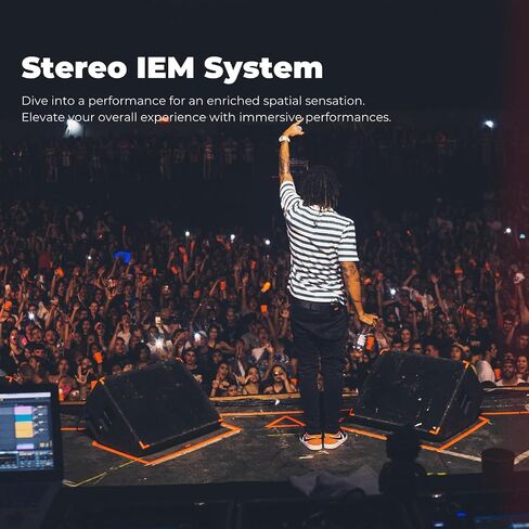 XTUGA SEM200 2 Channel Stereo Wireless in Ear Monitor System 2 Rechargeable Bodypacks UHF Stage Monitoring with Bluetooth Wireless in Earphone for Studio (2 Receiver + 1 Transmitter) in Kuwait