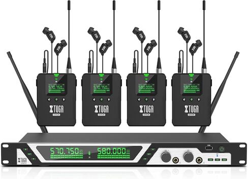 XTUGA SEM200 2 Channel Stereo Wireless in Ear Monitor System 2 Rechargeable Bodypacks UHF Stage Monitoring with Bluetooth Wireless in Earphone for Studio (2 Receiver + 1 Transmitter) in Kuwait