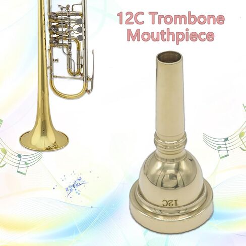 CashBeat 6 1/2AL Gold Plated Small Shank Trombone Mouthpiece, Euphonium Mouthpiece for Superior Sound, Compatible with Baritone and Tenor Trombone, Brass Instrument Accessories in Kuwait