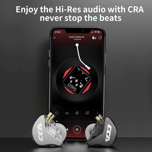 CCA CRA in Ear Monitor Headphones with Microphone Clear Sound Deep Bass Wired Earphone, Ultra-Thin Diaphragm Dynamic Driver IEM Tangle-Free with Hi Res Detachable Cable in Kuwait