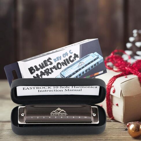 EastRock Harmonica For Adult, Blues Harmonica Mouth Organ 10 Hole C Key with Case, Professional Diatonic Harmonica for Beginner, Students, Adult, Friends, Gifts (Upgraded) in Saudi Arabia