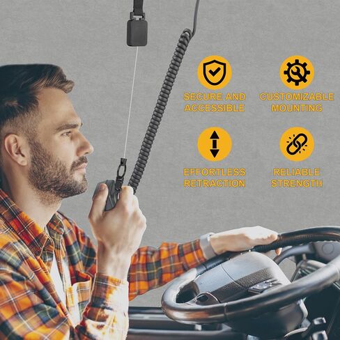 2 pack Gear Keeper CB Mic Holder Retractable Microphone Hook Holder w/Heavy-Duty Snap Clip Mount Adjustable Mic Lanyard and Hardware Mounting Kit in Saudi Arabia
