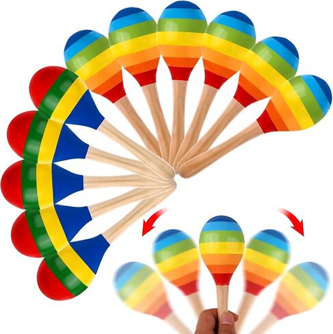24 Pcs Maracas Hand Percussion Rattles 7.87 Inch Wooden Rumba Shaker Maracas for Adults Kids Maracas Musical Instrument Mexican Fiesta Wood Maracas(Mexican Color & Coloful) in Saudi Arabia