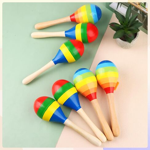 24 Pcs Maracas Hand Percussion Rattles 7.87 Inch Wooden Rumba Shaker Maracas for Adults Kids Maracas Musical Instrument Mexican Fiesta Wood Maracas(Mexican Color & Coloful) in Saudi Arabia