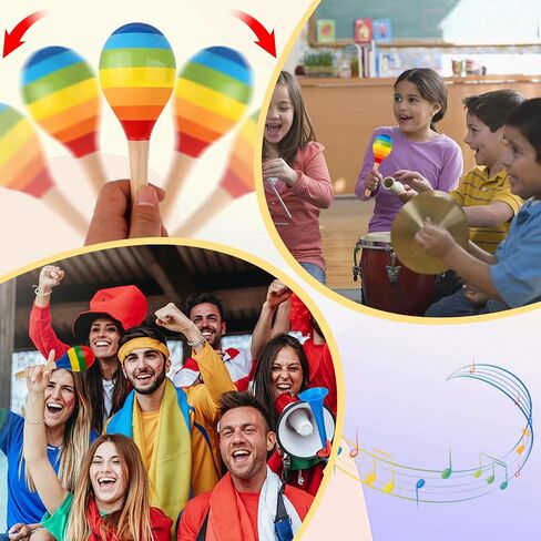 24 Pcs Maracas Hand Percussion Rattles 7.87 Inch Wooden Rumba Shaker Maracas for Adults Kids Maracas Musical Instrument Mexican Fiesta Wood Maracas(Mexican Color & Coloful) in Saudi Arabia