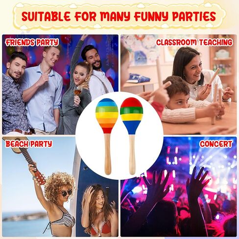 24 Pcs Maracas Hand Percussion Rattles 7.87 Inch Wooden Rumba Shaker Maracas for Adults Kids Maracas Musical Instrument Mexican Fiesta Wood Maracas(Mexican Color & Coloful) in Saudi Arabia