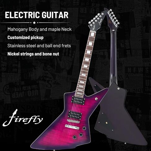 Firefly FFLX Solid Body Electric Guitar,Mahogany Guitar body,Stainless steel and ball end frets,rosewood fretboard(White Color) in Saudi Arabia