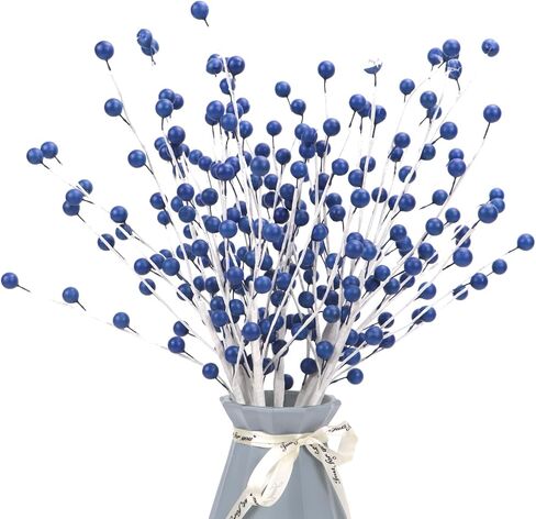 10 Pack Holly Berry Stem Picks, 14.4" Decorative Wire Berries Twig Stem Artificial Sprays for Christmas Tree Branches Fillers Decoration, Holiday Décor, Wreath Garland, Home DIY Crafts (10, White) in Saudi Arabia