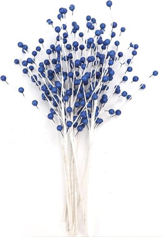 10 Pack Holly Berry Stem Picks, 14.4" Decorative Wire Berries Twig Stem Artificial Sprays for Christmas Tree Branches Fillers Decoration, Holiday Décor, Wreath Garland, Home DIY Crafts (10, White) in Saudi Arabia