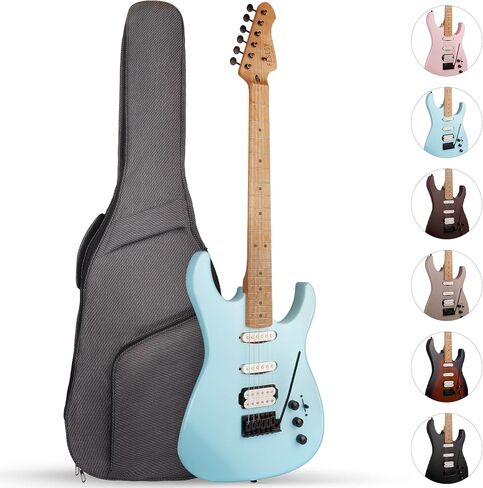 Fesley 39" Electric Guitar, Full Size Solid Body Electric Guitars For Beginner, ST Style, Maple Neck/Fretboard, Electric Guitar Kit With HSS Pickup, Gig Bag, Matte, Morandi Black in Saudi Arabia