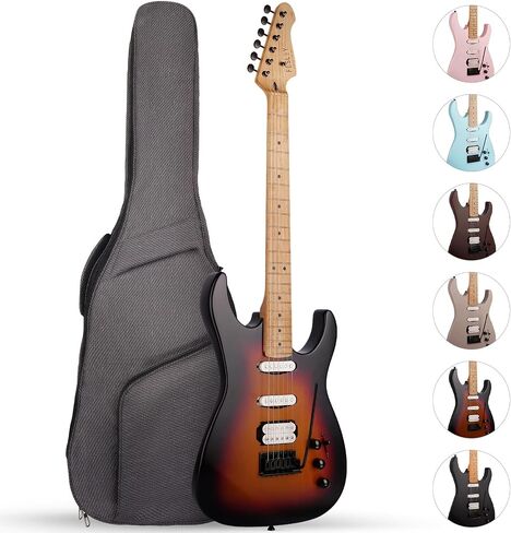 Fesley 39" Electric Guitar, Full Size Solid Body Electric Guitars For Beginner, ST Style, Maple Neck/Fretboard, Electric Guitar Kit With HSS Pickup, Gig Bag, Matte, Morandi Black in Saudi Arabia