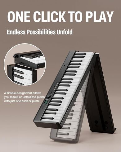 Finger Dance Folding Piano Keyboard 88 Keys, Portable Electric Keyboard with Bluetooth MIDI, Full Size Digital Piano, Wood Grain, Semi-Weighted, Touch Sensitive, with Storage Bag for Beginner in Saudi Arabia