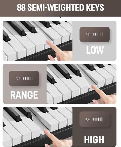 Finger Dance Folding Piano Keyboard 88 Keys, Portable Electric Keyboard with Bluetooth MIDI, Full Size Digital Piano, Wood Grain, Semi-Weighted, Touch Sensitive, with Storage Bag for Beginner in Saudi Arabia
