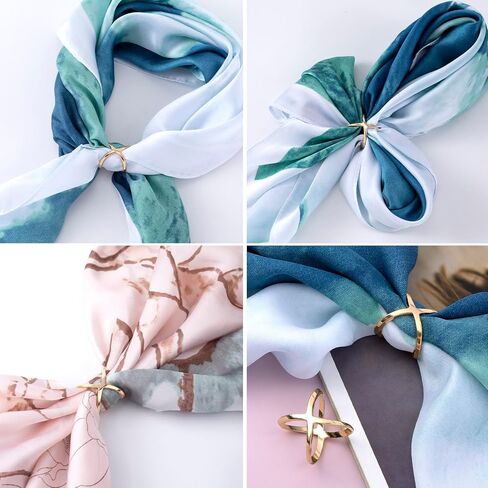 Joez Wonderful Scarf Ring Clip, Wide Band Chunky Chain Silk Scarf Buckle, Shawl Clips Scarf Clasp Holder Scarves Pin in Saudi Arabia