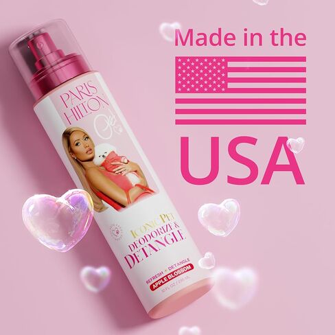 Paris Hilton Pet Dog Deodorizing Spray & Detangler, 295ml | Natural Pet Odor Eliminator with Sweet Pea & Vanilla Scent for Fresh Grooming in Saudi Arabia
