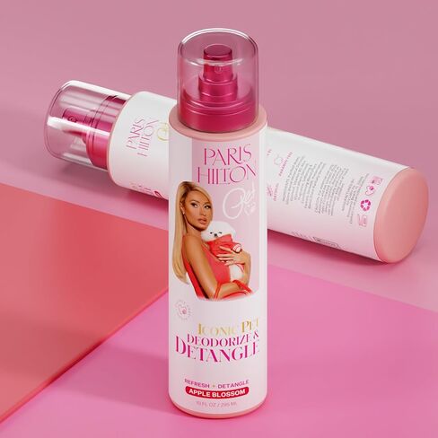 Paris Hilton Pet Dog Deodorizing Spray & Detangler, 295ml | Natural Pet Odor Eliminator with Sweet Pea & Vanilla Scent for Fresh Grooming in Saudi Arabia
