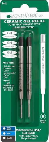 Monteverde Capless Ceramic Gel Refill to Fit Parker Ballpoint Pens, Broad Blue/Black (P443BB) in Saudi Arabia