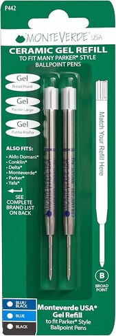 Monteverde Capless Ceramic Gel Refill to Fit Parker Ballpoint Pens, Broad Blue/Black (P443BB) in Saudi Arabia