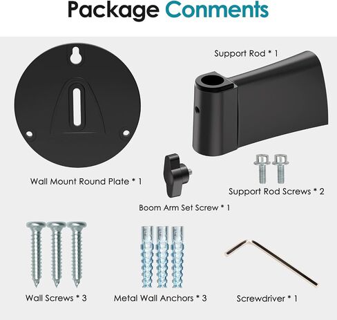 Wall Mount Boom Arm - Wall Mount Microphone Holder for Stand, Vertical Surface Mount and Freely Swiveling Metal Wall Mount Clip Suitable for Saves the Desk Space, Mic Stand Accessories by YOUSHARES in Kuwait