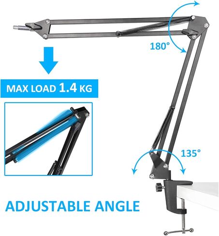 Wall Mount Boom Arm - Wall Mount Microphone Holder for Stand, Vertical Surface Mount and Freely Swiveling Metal Wall Mount Clip Suitable for Saves the Desk Space, Mic Stand Accessories by YOUSHARES in Kuwait