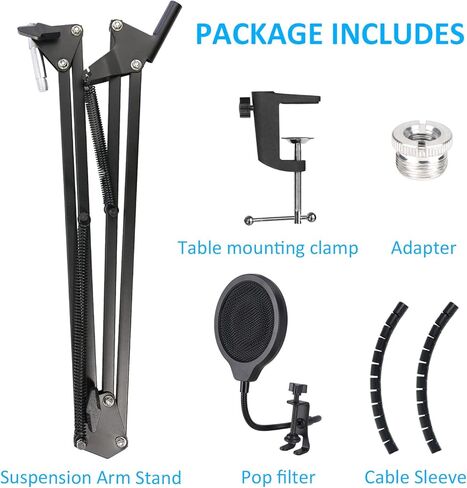 Wall Mount Boom Arm - Wall Mount Microphone Holder for Stand, Vertical Surface Mount and Freely Swiveling Metal Wall Mount Clip Suitable for Saves the Desk Space, Mic Stand Accessories by YOUSHARES in Kuwait