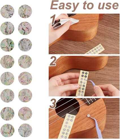 AHANDMAKER Dot Fret Markers Guitar Fretboard Stickers, 32 PCS Round Fretboard Inlay Adhesive Stickers Guitar Fretboard Inlay Adhesive Stickers for 6 Strings Guitars Bass Electric Guitars in Saudi Arabia