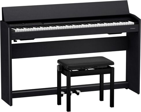 Roland F701 Digital Pianos - Contemporary Black Bundle with Headphones, Instructional Book, Online Piano Lessons, Austin Bazaar Piano DVD, and Polishing Cloth in Saudi Arabia
