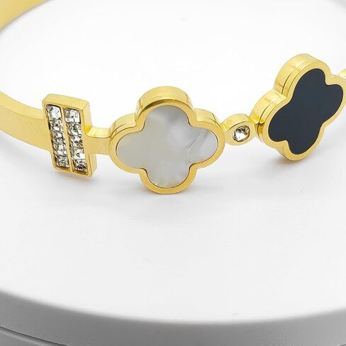 Clover Bracelet 2Pcs, Four Leaf Clover Bracelet Unique Fritillaria Clover Bracelets for Women 18K Gold Plated Four Leaf Lucky Bracelets Jewelry Christmas Valentine's Day Gifts in Saudi Arabia