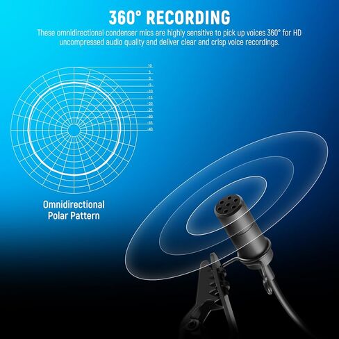NEEWER 2 Pack Lavalier Lapel Microphone for DJI Wireless Mic Transmitters, Compatible with Rode Wireless GO II 2, Omnidirectional Condenser Wired Clip On Lav Mics for Stage YouTube Live Streaming, CM5 in Saudi Arabia