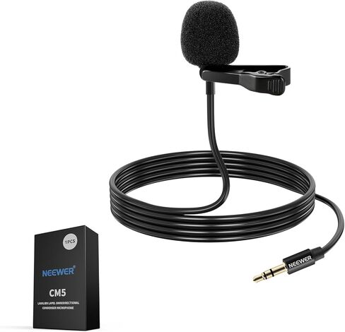 NEEWER 2 Pack Lavalier Lapel Microphone for DJI Wireless Mic Transmitters, Compatible with Rode Wireless GO II 2, Omnidirectional Condenser Wired Clip On Lav Mics for Stage YouTube Live Streaming, CM5 in Saudi Arabia
