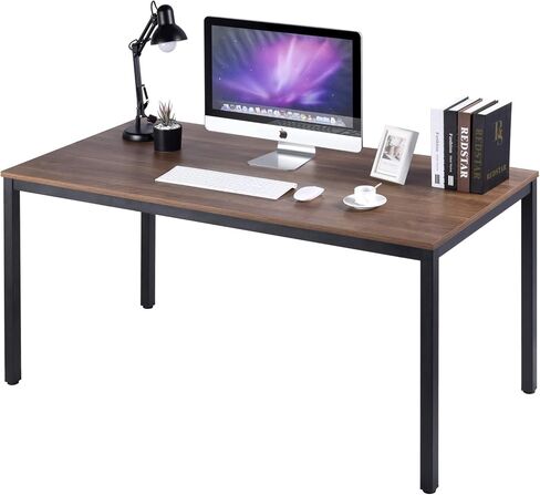 POPRUN Writing Computer Desk 59 Inch（60"x 30"）Home Office Wooden Writing Study Desk, Large Solid Wood Office Desk, Modern Excutive Desk, Sturdy Laptop Study Table, Walnut - Solid Tabletop made of MDF in Saudi Arabia