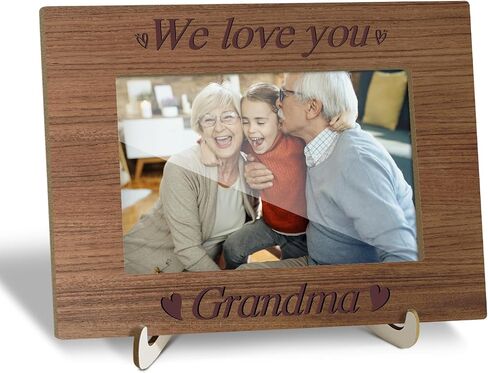 Wooden Photo Frame with Stand, Tabletop Picture Frame, Grandson I Love You to the Moon & Back, Home Display Supplies, Gift for Him, Party Favor for Grandchild, 4x6 Picture Frame -20 in Saudi Arabia