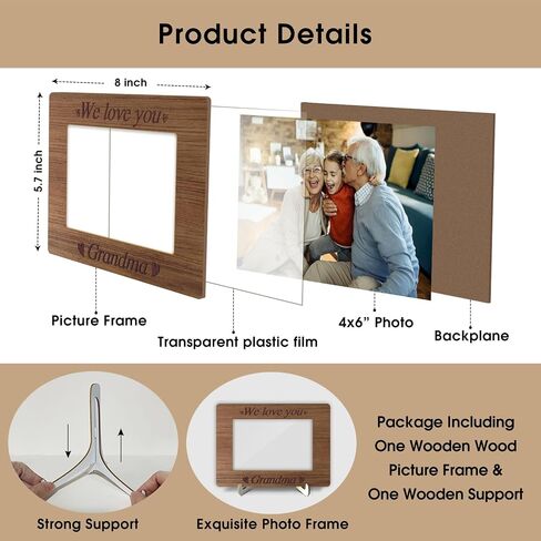 Wooden Photo Frame with Stand, Tabletop Picture Frame, Grandson I Love You to the Moon & Back, Home Display Supplies, Gift for Him, Party Favor for Grandchild, 4x6 Picture Frame -20 in Saudi Arabia