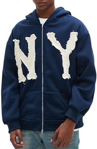 Unisex Letter Embroidery Trendy Hoodies Zip Up Casual Overszie Colorful Y2K Hip Hop Streetwear Harajuku Jacket in Saudi Arabia