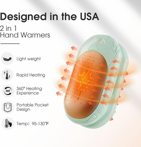 AI Hand Warmers Rechargeable 2 Pack, 6000mAh Electric Hand Warmers, AI Smart Chips 20Hrs Long Safe Heat, Portable Pocket Heater, Gifts for Christmas, Outdoor, Golf, Hunting, Camping Accessories-Pink in Saudi Arabia