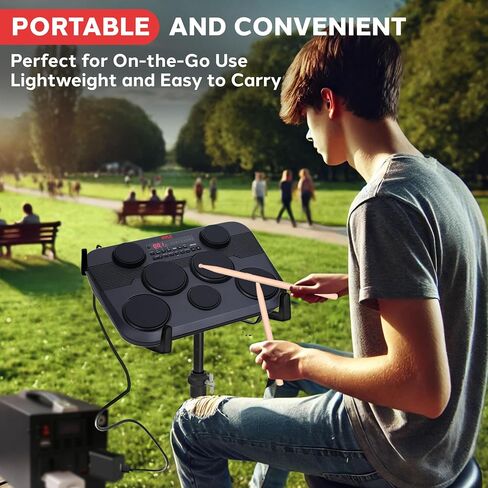 Pyle Electronic Tabletop Digital Drum Set, Compact Portable Drum Pad Kit w/ 7 Touch Sensitive Drum Pads and Pedals, 273 Sounds, USB & Headphone Outputs, MIDI/AUX Inputs, 4x5" Drums & 3x3.5" Cymbals in Saudi Arabia