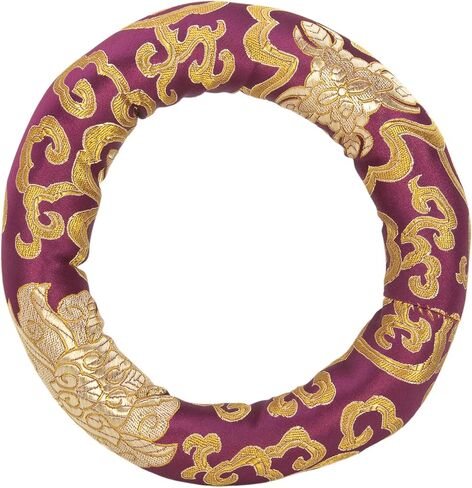 Silk Brocade Cushion Pillow for Tibetan Singing Bowl Handmade in Nepal Round Cushion for Sound Bowls (4 Inches, BlackRed) in Saudi Arabia