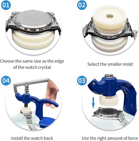 Watch Repair Press Tool Set: EasyTime Watch Repair Kit 16pcs Suitable for Size 18mm to 50mm with Watch Case Open Pry Case Closer for Battery Replacement in Kuwait