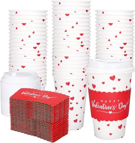 Whaline 50Pcs Fall Thanksgiving Pumpkin Disposable Coffee Cups with Lids and Sleeves Pink-Orange Pumpkin Paper Drinking Cups for Autumn Restaurant Travel Business Supplies in Saudi Arabia