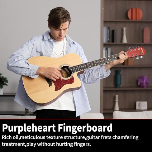 AODSK Acoustic Guitar Beginner 41 Inch Full Size Solid Spruce Top Guitarra Bundle Kit with Gig Bag Tuner Capo Picks String Strap,Right Hand sunset gradient,AG-41TSM in Saudi Arabia